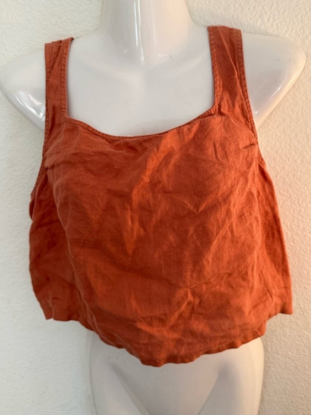 Cropped Linen-Blend Tank